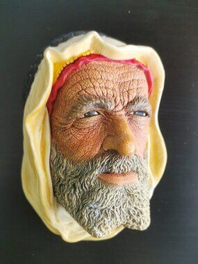 Vintage Bossons Syrian Chalkware Head Plaque Congleton England 5 in Tall